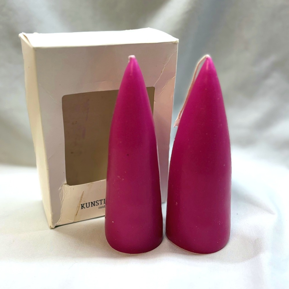 Kunstindustrien Cone Candles Unisex OS Cerise Good 2-Pack 6in Stubby Pink